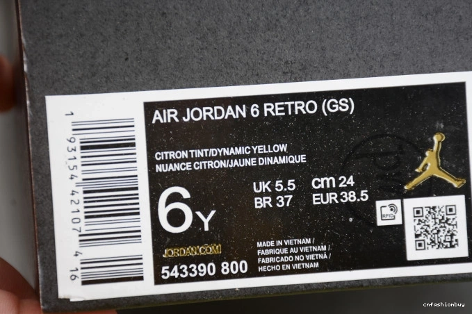 543390-800 Yellow Air 6 Retro (GS) Dynamic Jordan Floral 0811